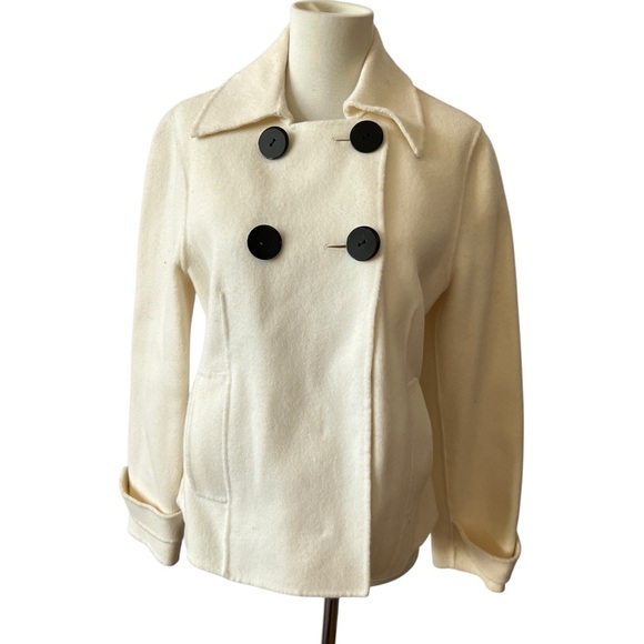 PENDLETON 100% MERINO WOOL SWING COAT M PETITE DBL BREASTED MINIMALIST CLASSIC - Picture 1 of 12